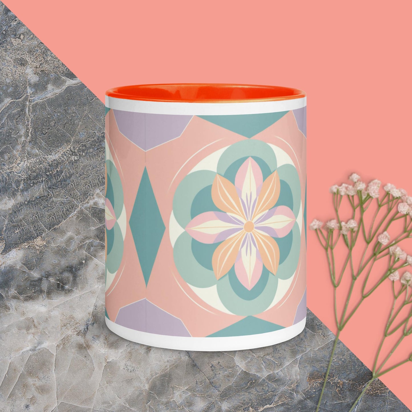 Geometric flower colored inside mug