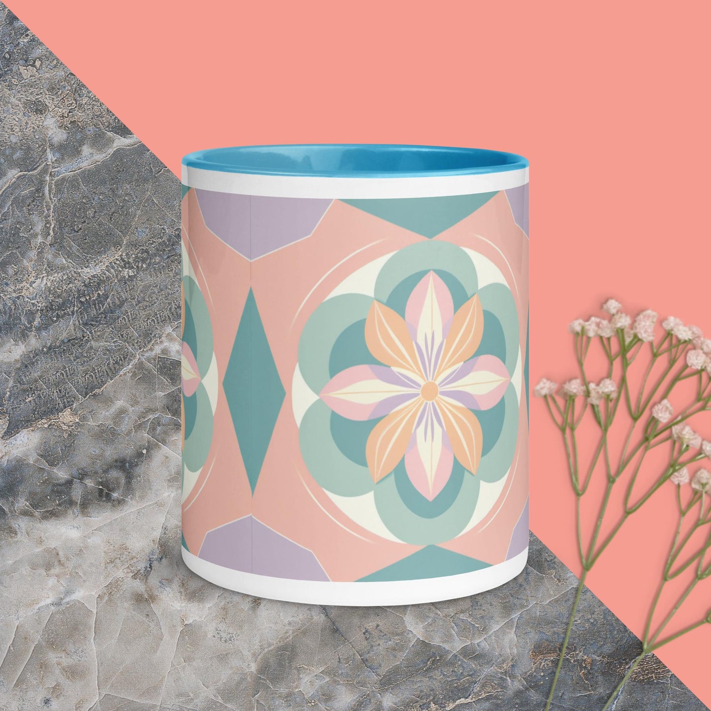 Geometric flower colored inside mug