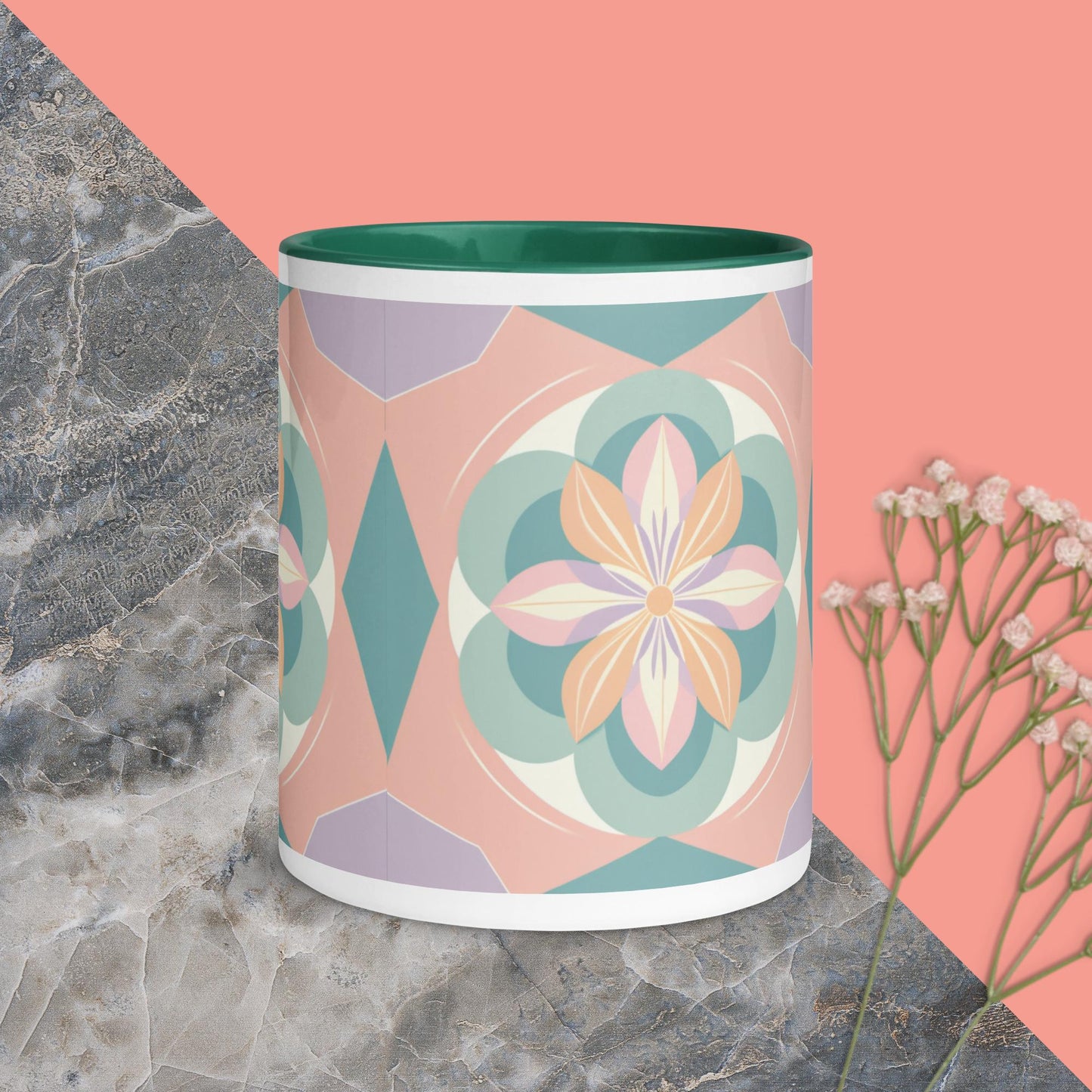 Geometric flower colored inside mug