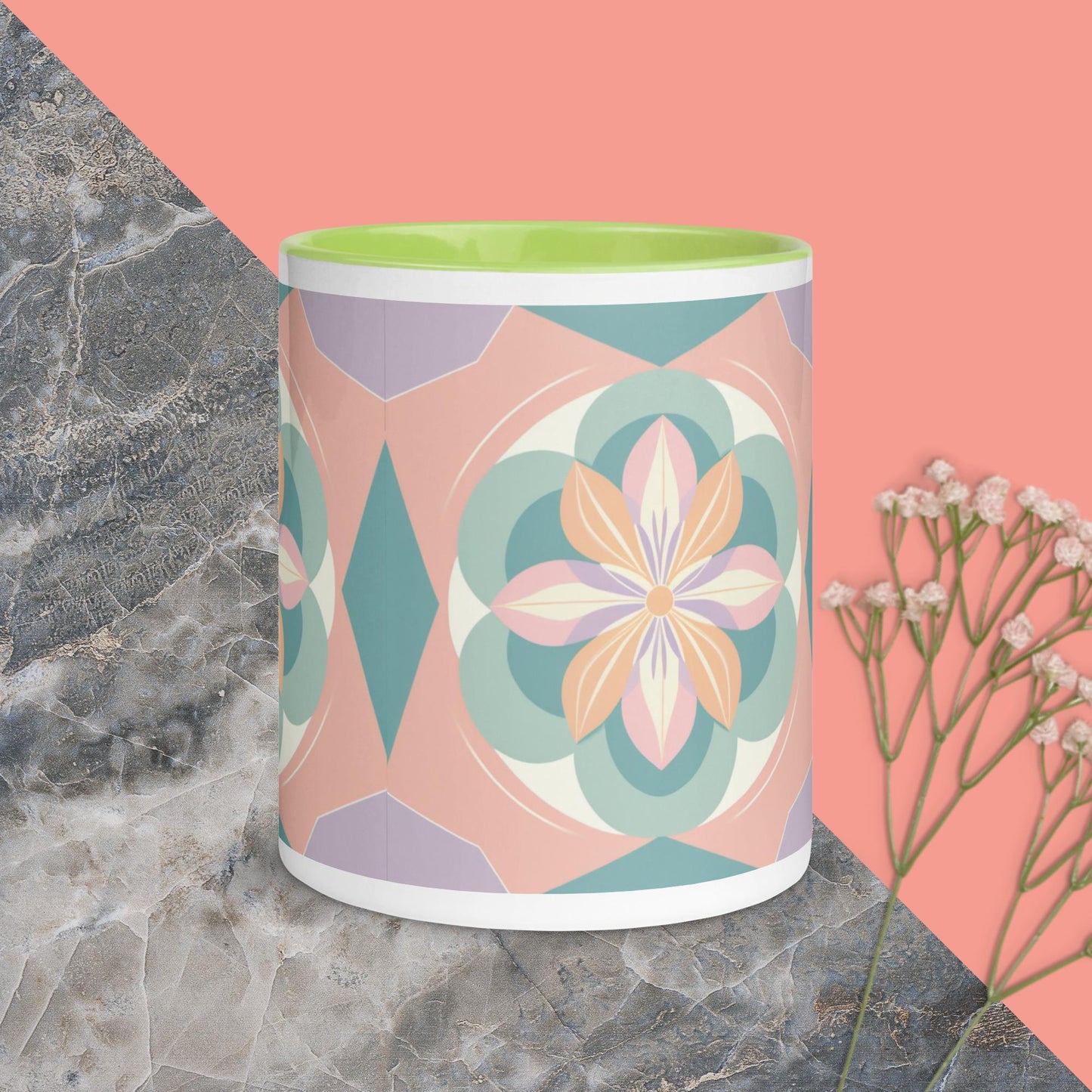 Geometric flower colored inside mug